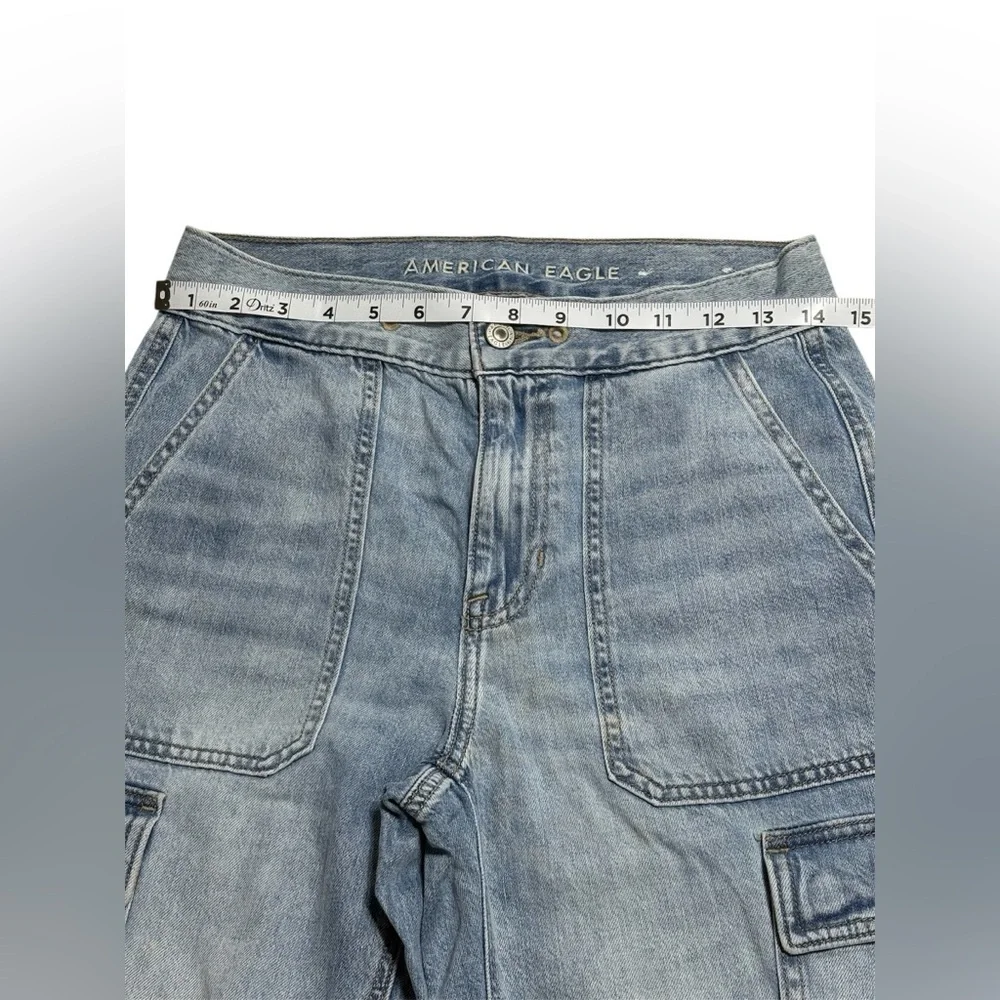 American Eagle Outfitters High-Waisted Cargo Denim Jogger Color: Blue | Size:2 - Picture 6 of 14